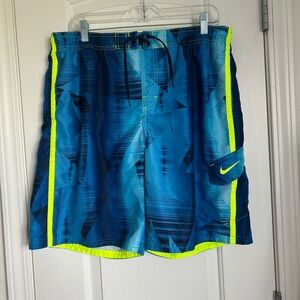 Nike Men's Blue Swim Shorts with Liner - Size L